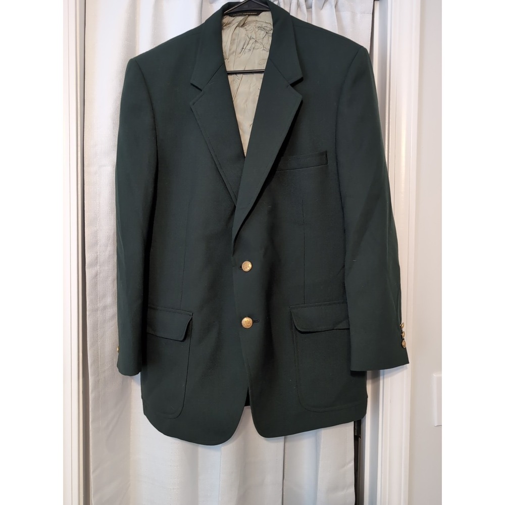 Vintage Kings Ridge Green Blazer Gold Buttons Size 44 Regular